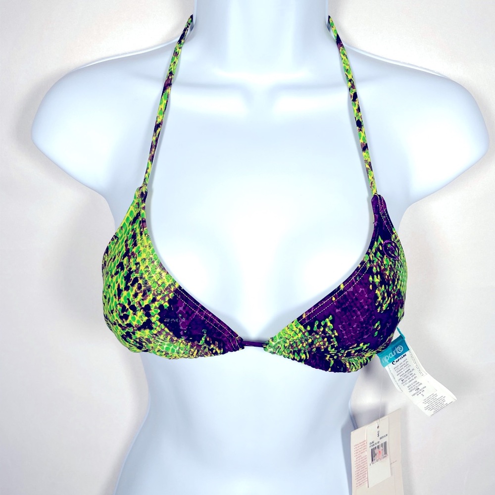 Rip Curl Purple Green Snake Skin Size Small Triangle Bikini Top